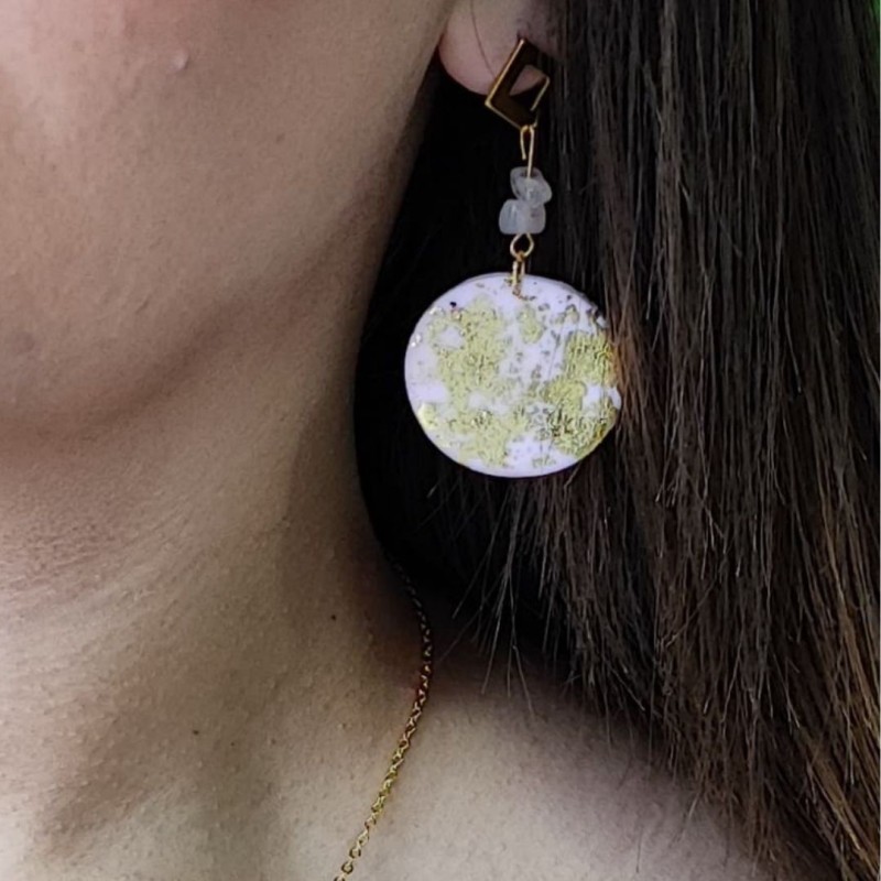 Moon Quarzo Rosa, orecchini